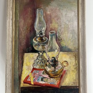 Oil Painting on Board by Lambell Title: Oil Lamp