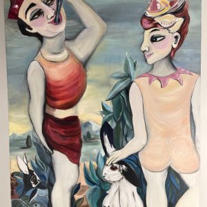 Oil Painting on Canvas by Margot Thomson Title: Sword Swallower