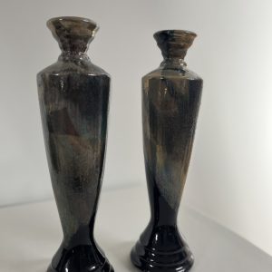 2 Pottery Flower Vases by Ivans Raku