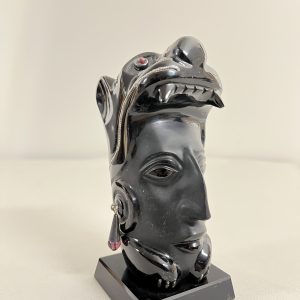 Onyx Sterling Silver Mayan Jaguar Sculpture