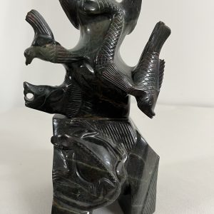 Green Stone Granite Sculpture of Quetzalcoatl Mayan God