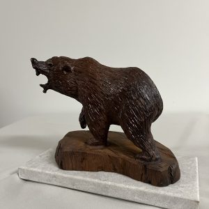 Grizzly Bear Sculpture in Iron Wood