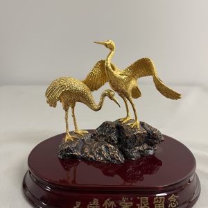 Manchurian Sculpture in Brass Red Crowned and Gold Plated