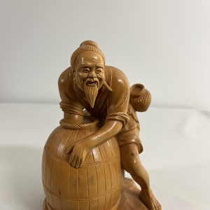 Chinese Box Wood Sculpture of Old Man