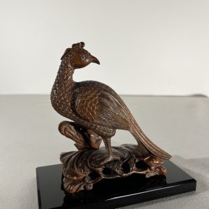 Wooden Indonesian Bird Sculpture with Onyx Bottom Plate